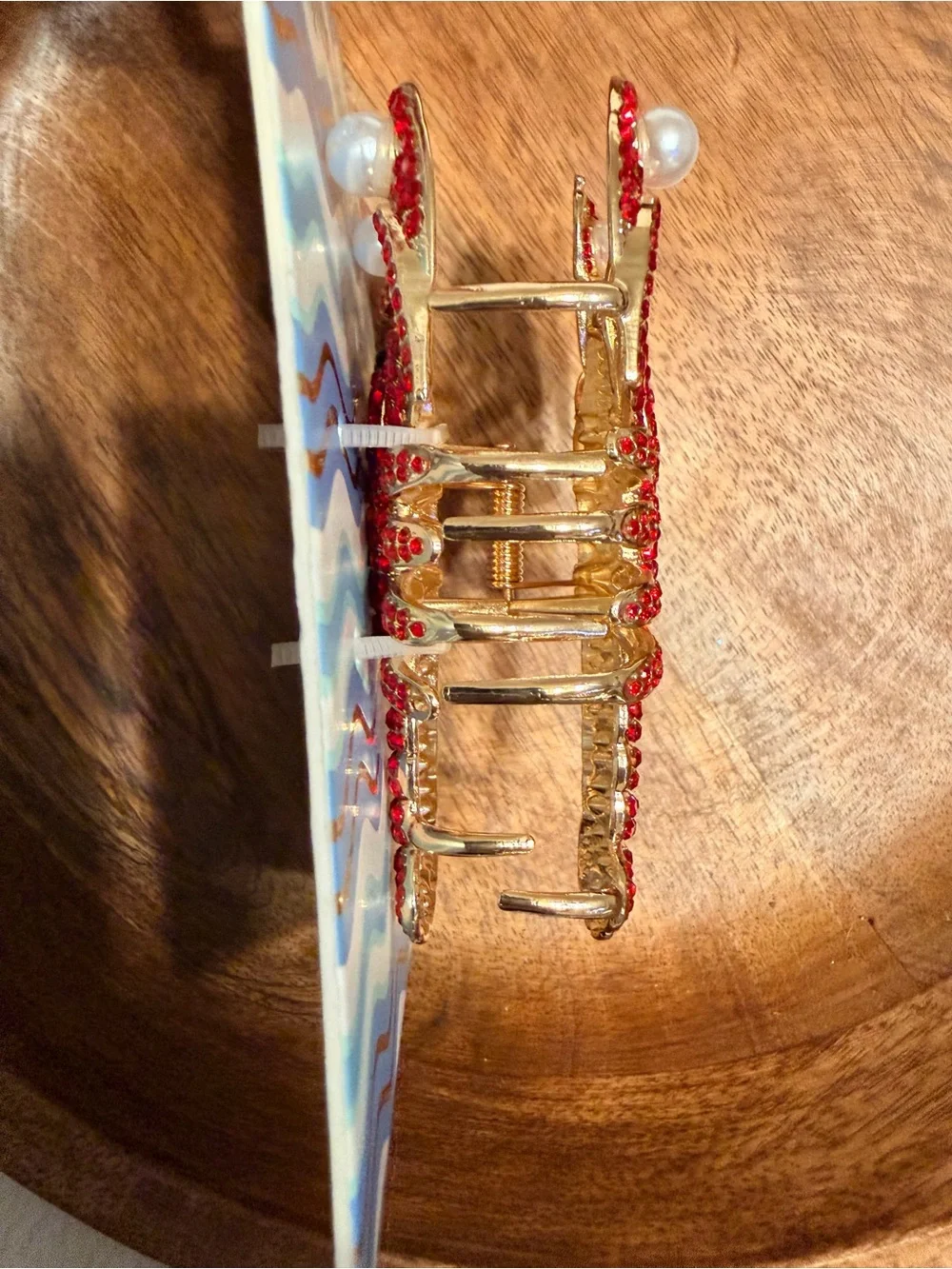 Piper•K Red & Gold Crystal Lobster Hair Clip NEW